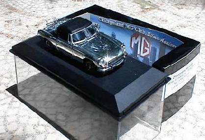 Silver MGB model on box
