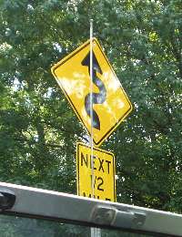 Twisty road sign