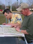 Steve Merical and Paul Urquhart studying maps