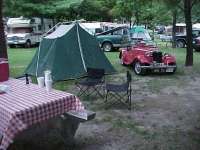 Curt Bork's MG TD and tent in campground