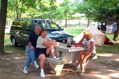 campground table and tent