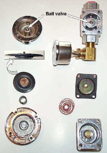 Disassembled fuel pressure regulators