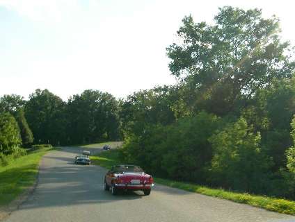MGs on road during Jo Daviess Tour '07