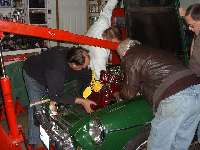 Lifting engine into car