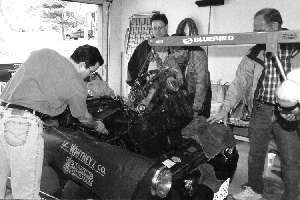 Midget engine on hoist