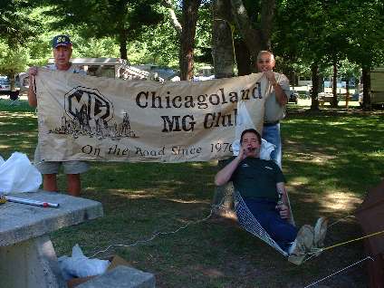 Club banner and hammock in campground