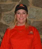 Black/gold cap and red/gold t-shirt